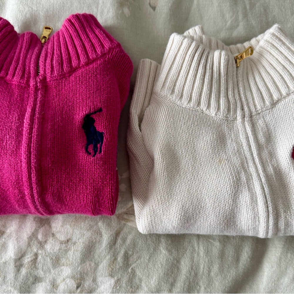 Polo by Ralph Lauren Women's Pink and White Sweater Duo